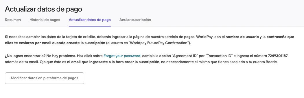 Mi cuenta - panel de administración Bolder