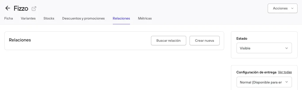 Relaciones - Detalle del producto