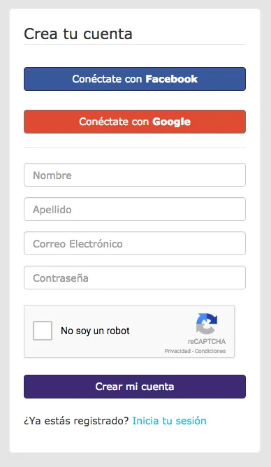 Formulario de registro Khipu