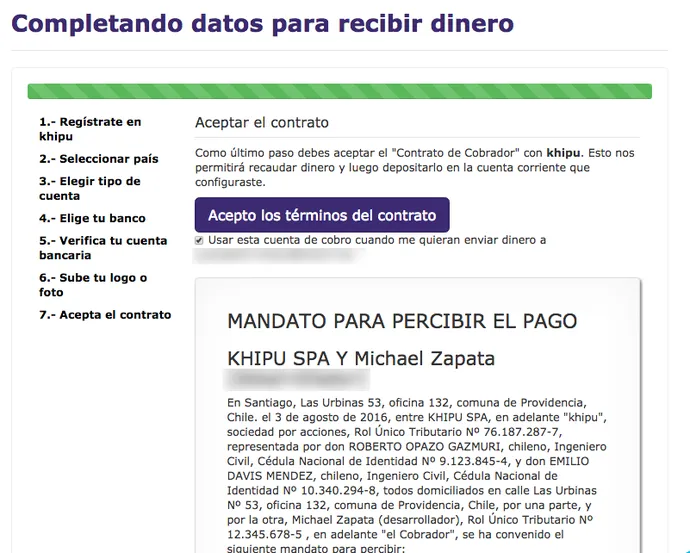 Aceptar términos de contrato