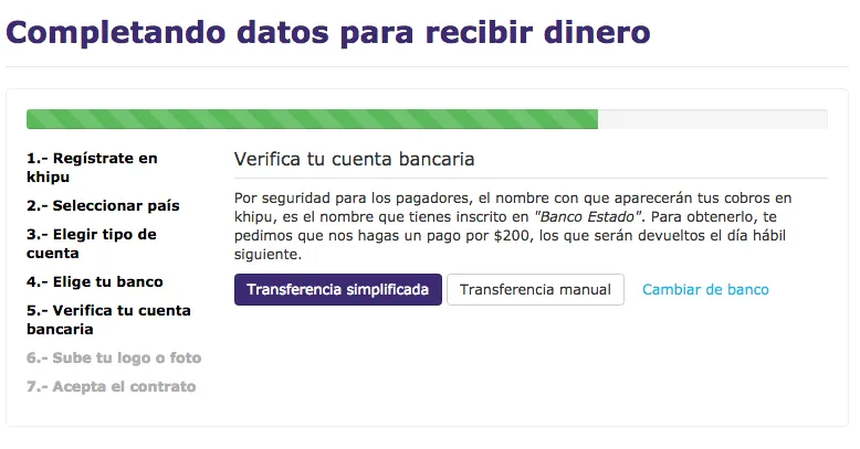 Verificar cuenta bancaria - pago de $200