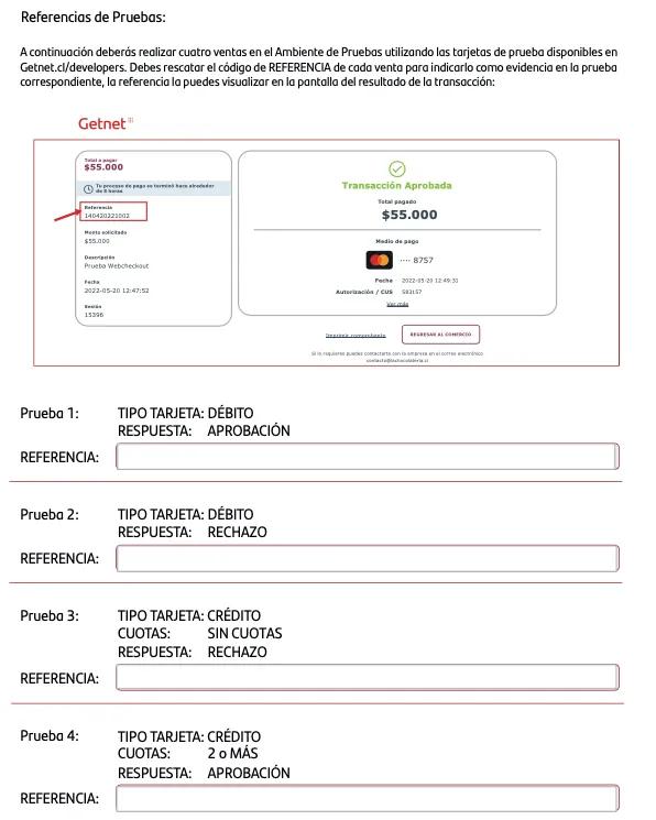 Tests required for the form