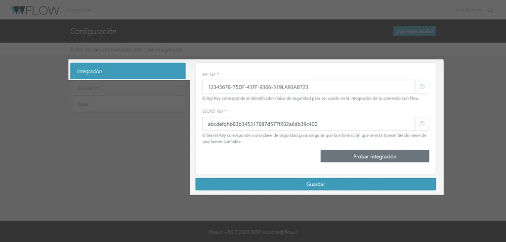 API key and Secret key - Flow