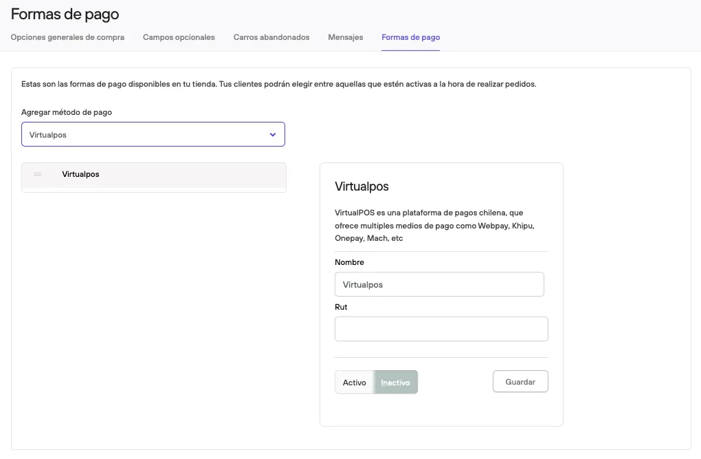 VirtualPos configuration