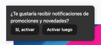 Example of the subscription message