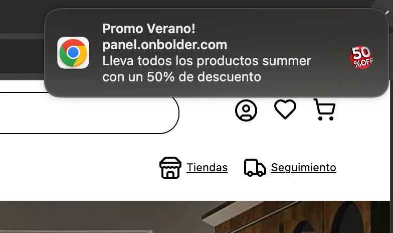 Example of a push notification