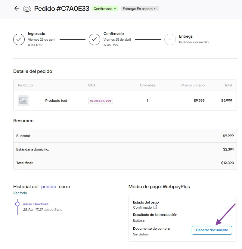 Generate DTE from an order view