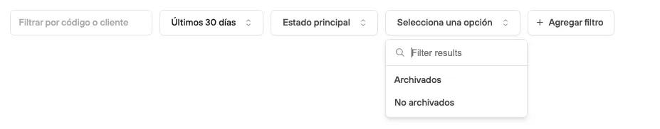 Filter options: Archived