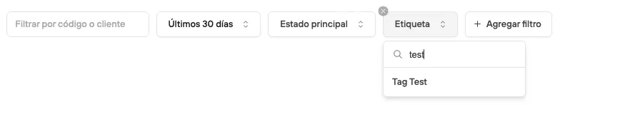 Example of applying the filter: Tags