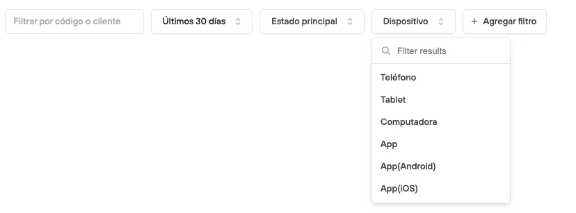 Example of applying the filter: Device