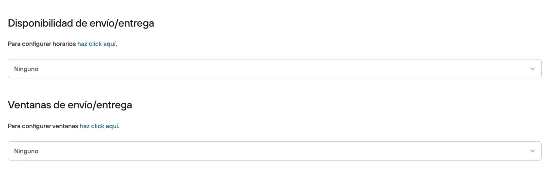 Availability and windows field in a shipping option