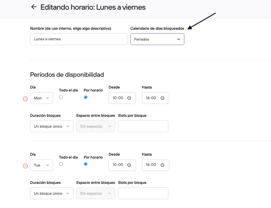 Linking a created calendar in a Schedule