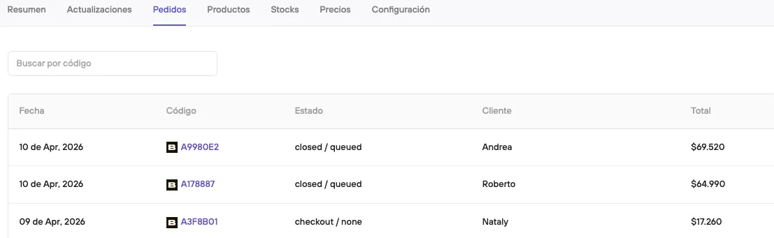 Order updates