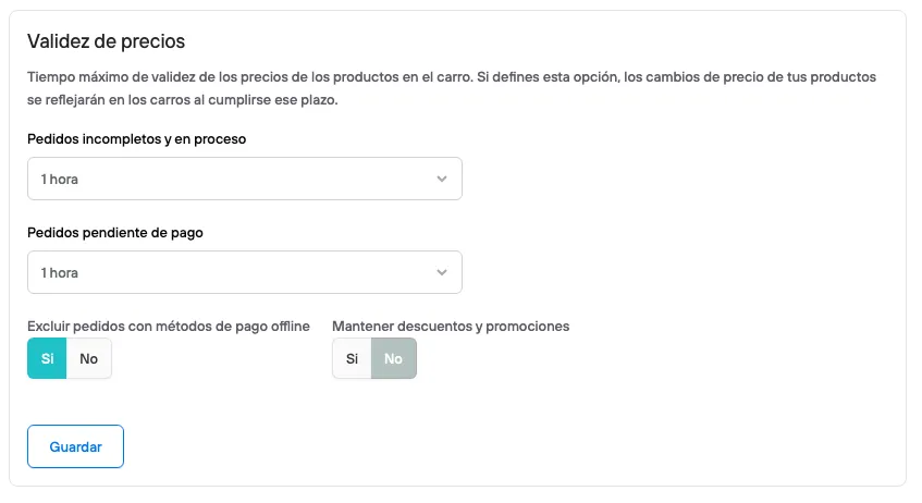Validez de precios